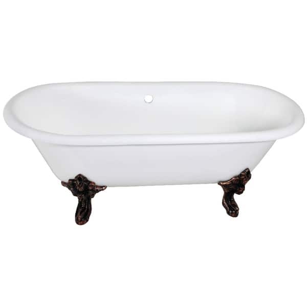 Kingston Brass Aqua Eden 72" Clawfoot Cast Iron Soaking Tub with Bed